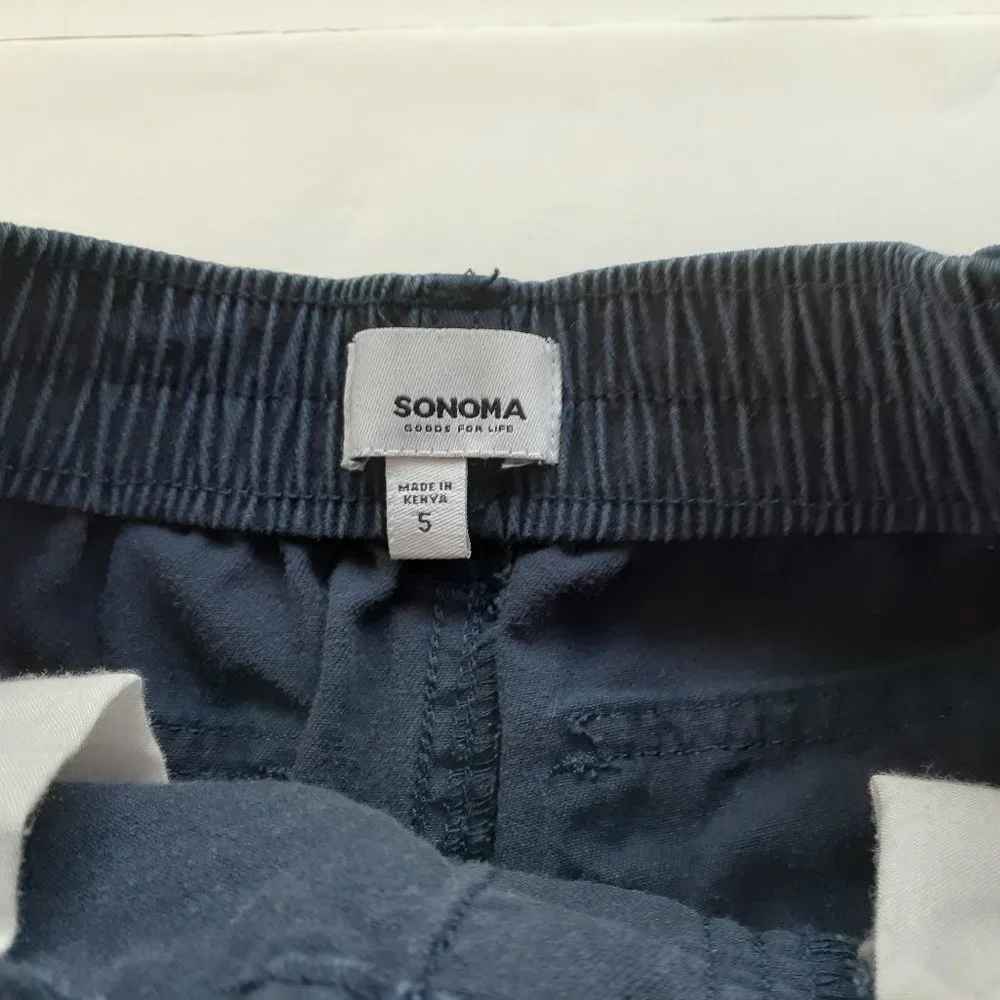 Sonoma Boys Shorts Cargo Navy Pull On Elastic Waist 5